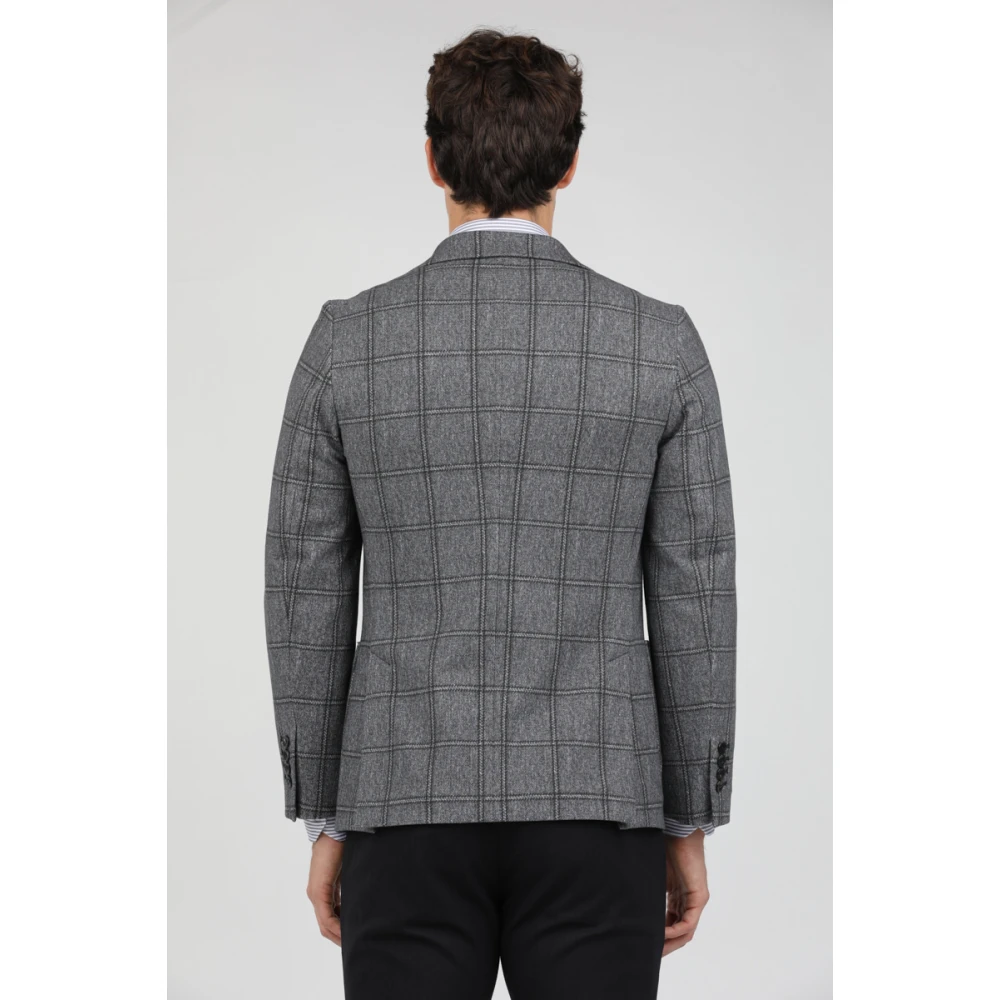Circolo 1901 Enkellange jas met ruitpatroon in pluche stof Blue Heren