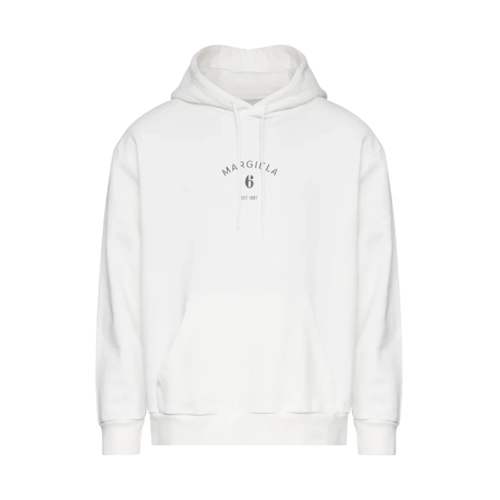 Mm6 Maison Margiela Men's White Hoodies, Xl, Felpa
