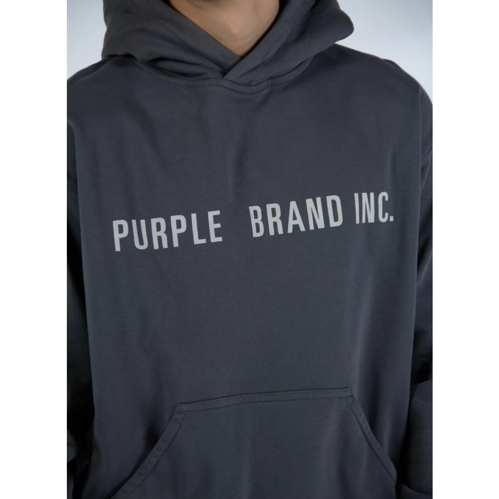 Purple Brand Heren Fleece Hoodie met Kangoeroezak Gray Heren