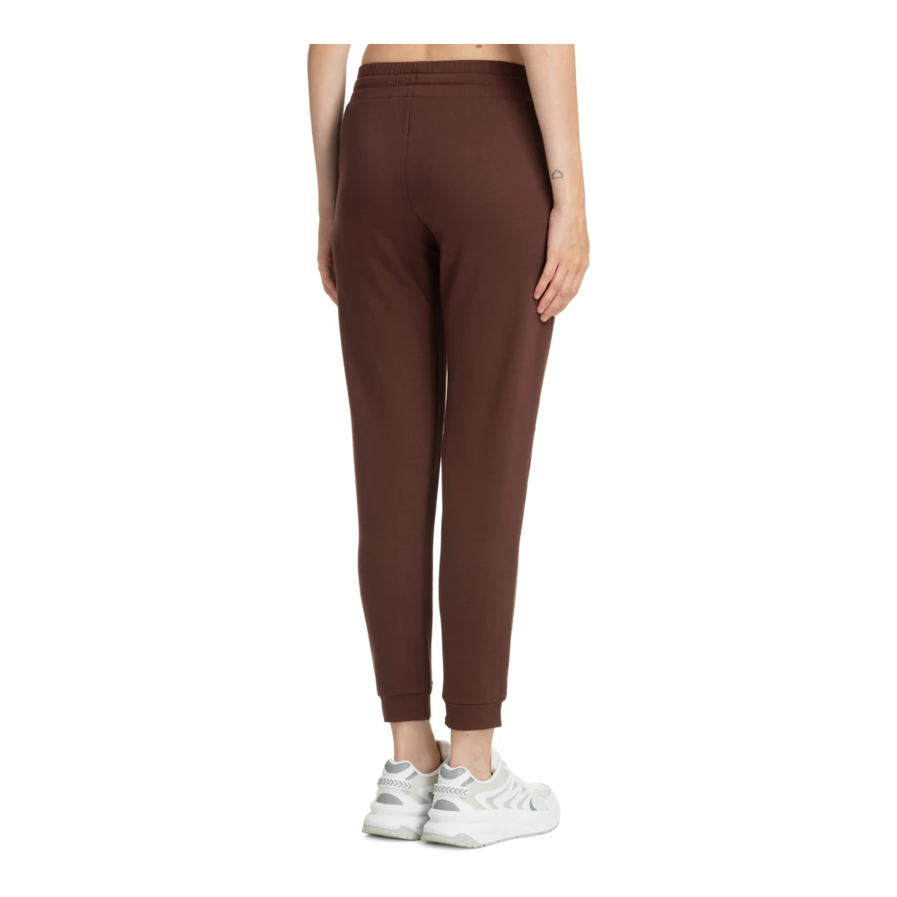 Emporio Armani EA7 Elastische taille joggers met logo Brown Dames