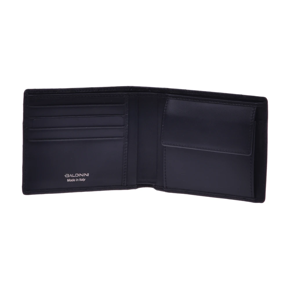 Baldinini Wallet in black woven print leather Black Heren