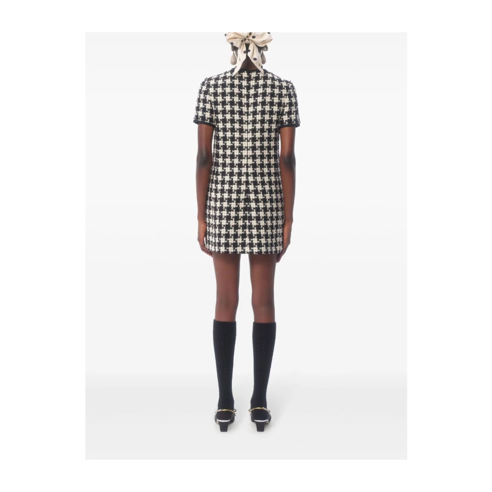 Valentino Zijden Jurk met Geometrisch Patroon en Strikdetail Beige Dames