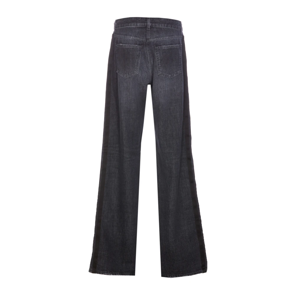 Elisabetta Franchi Zwarte Wijde Pijp Velvet Band Jeans Black Dames