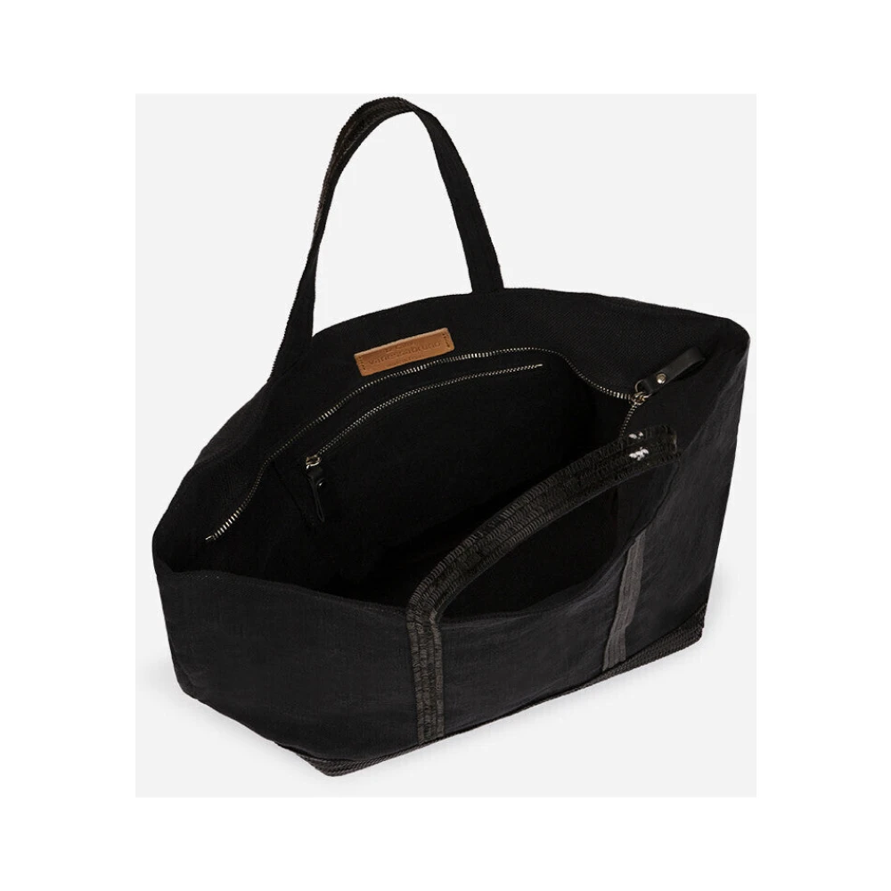Vanessa Bruno Zwarte Pailletten Linnen Shopper Black Dames