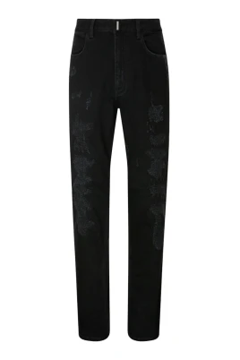 Svarta bomullsjeans med hål