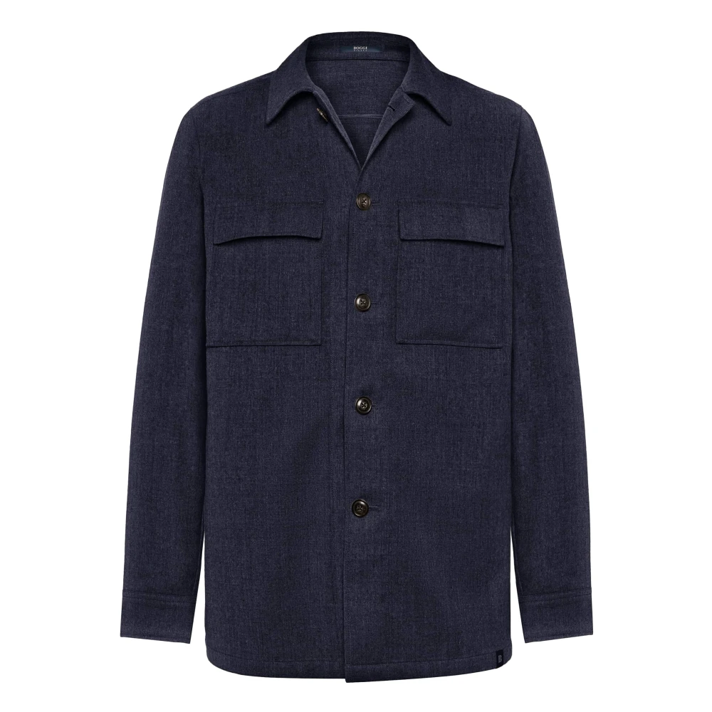Boggi Milano Flanellen Overhemdjasje Blue Heren
