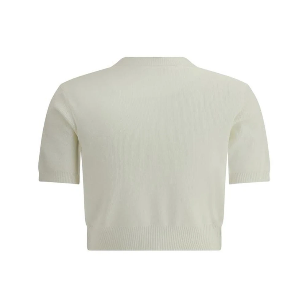 alexander wang Geborduurd Monogram Crop T-shirt Beige Dames