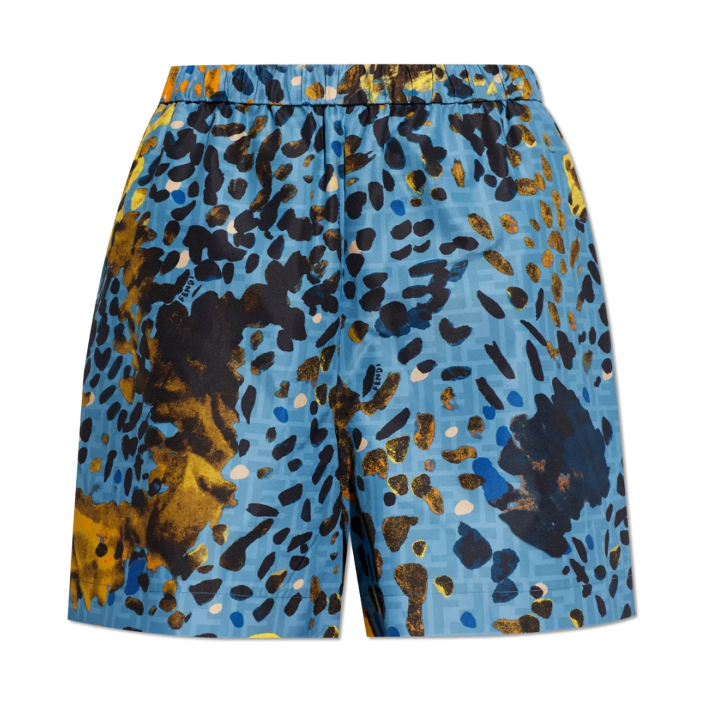 Fendi Women's Blue Printed Shorts - Casual Shorts - M - Shorts