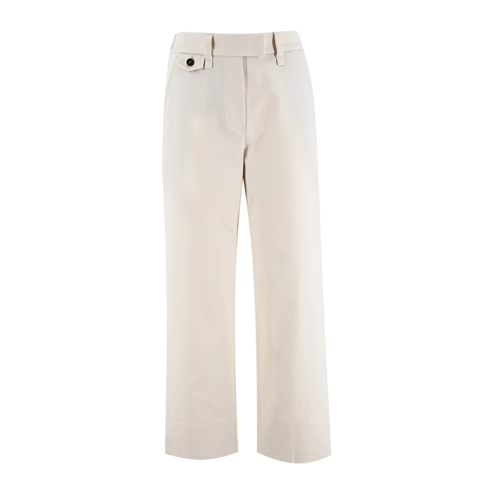 BRUNELLO CUCINELLI Elegante Cropped Broek met Juweelborduurwerk White Dames