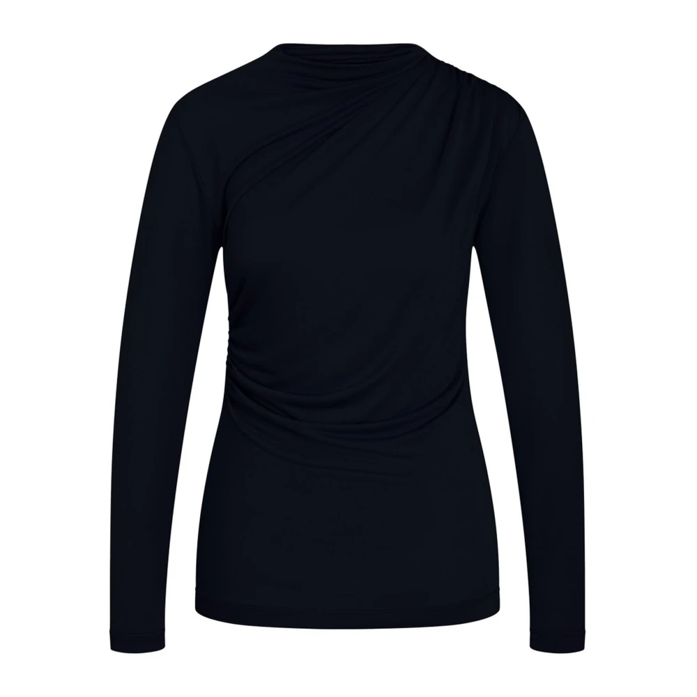 Bruuns Bazaar Gedrapeerde Zwarte Blouse Black Dames