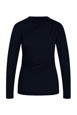 Draperad svart blustopp