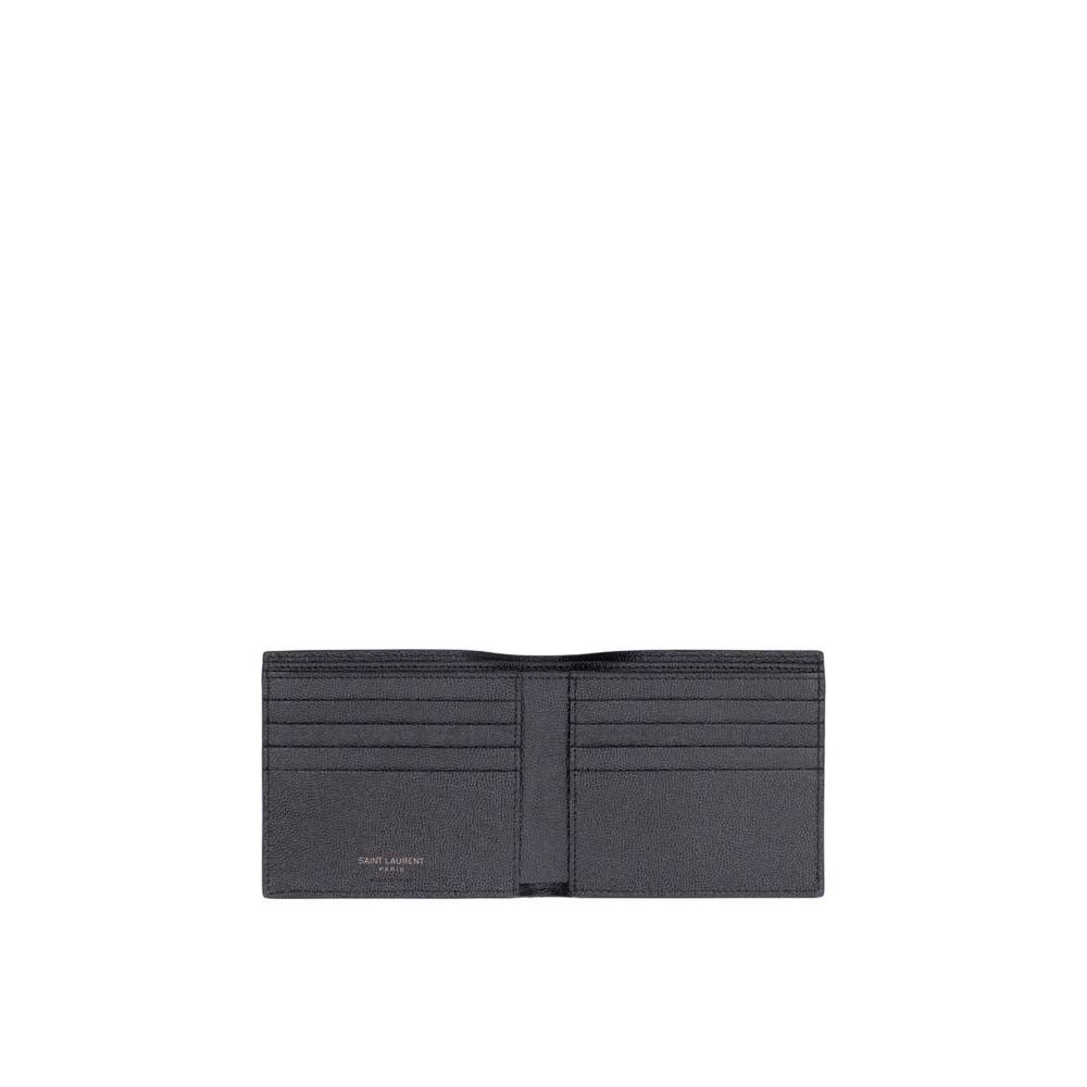 Saint Laurent Monogram Leren Portemonnee met YSL Logo Black Heren