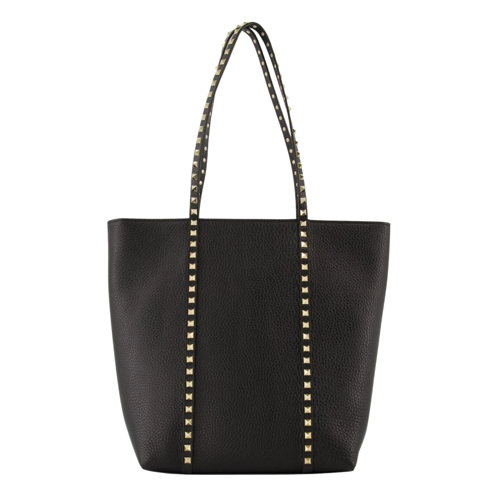 Valentino Garavani Rockstud Grained Leather Shopper Tas Black Dames