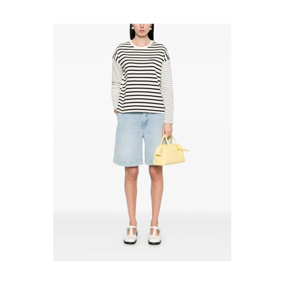 Maison Labiche Witte Crew Neck Sweater met Logo Multicolor Dames