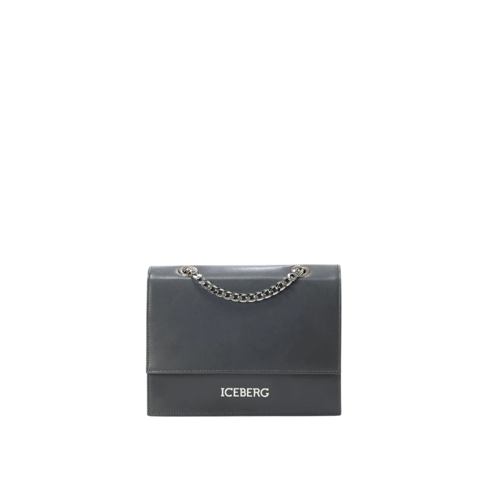 Iceberg Schoudertas in modieus leer met ketting schouderband Gray Dames