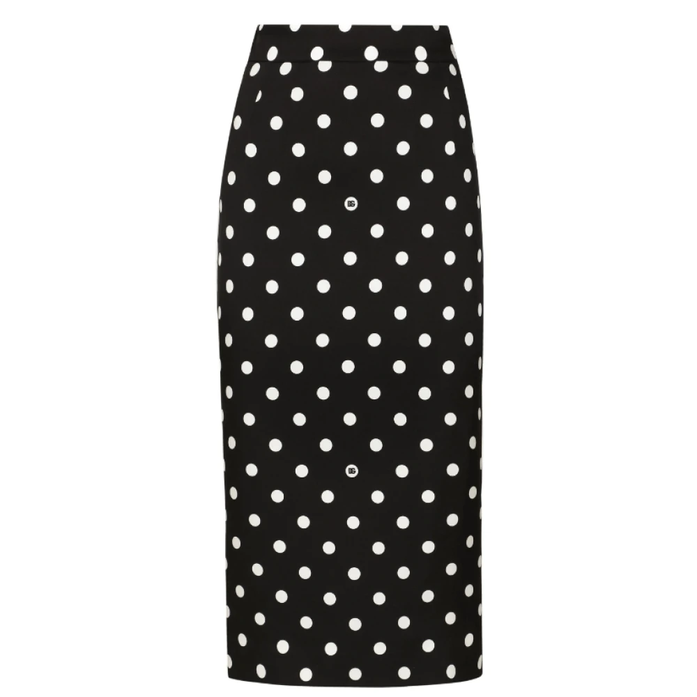 Dolce & Gabbana Polka Dot Zijden Pencil Rok Black Dames
