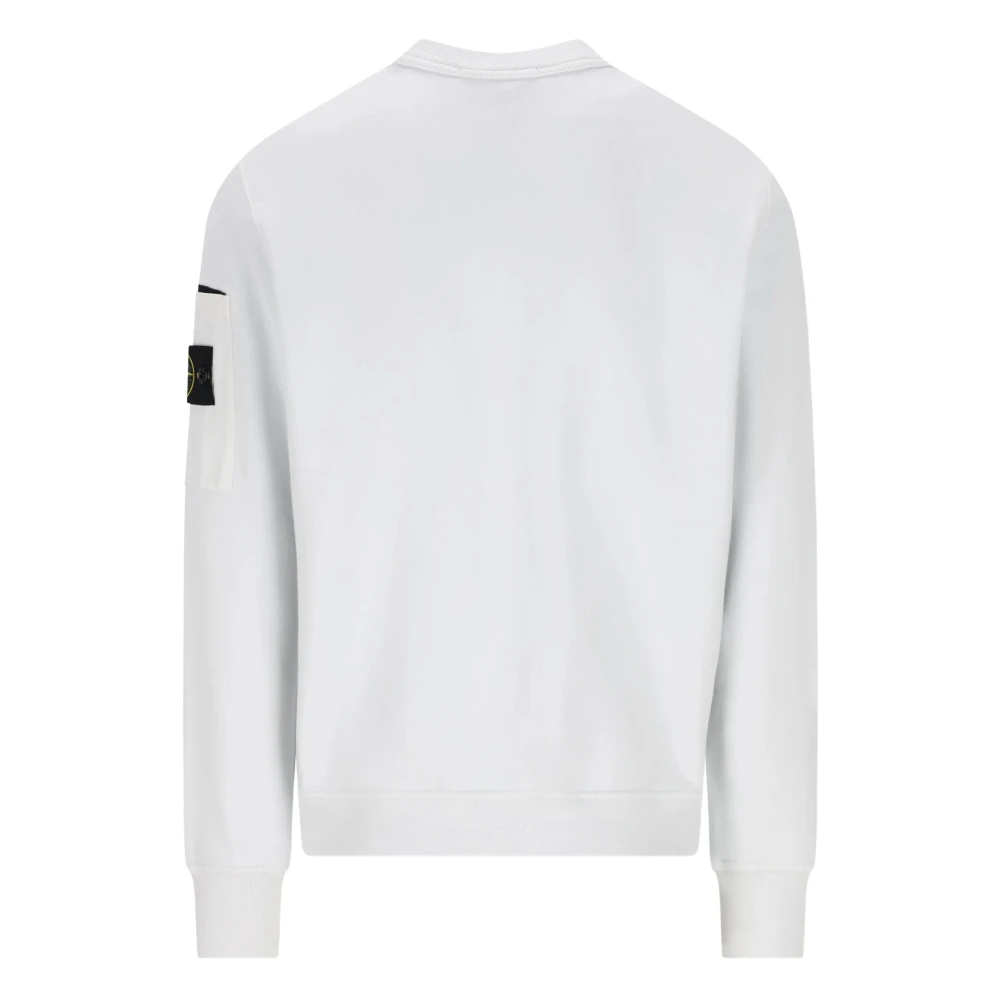 Stone Island Gray Sweatshirts, Male, S, Felpa Con Logo Applicazione