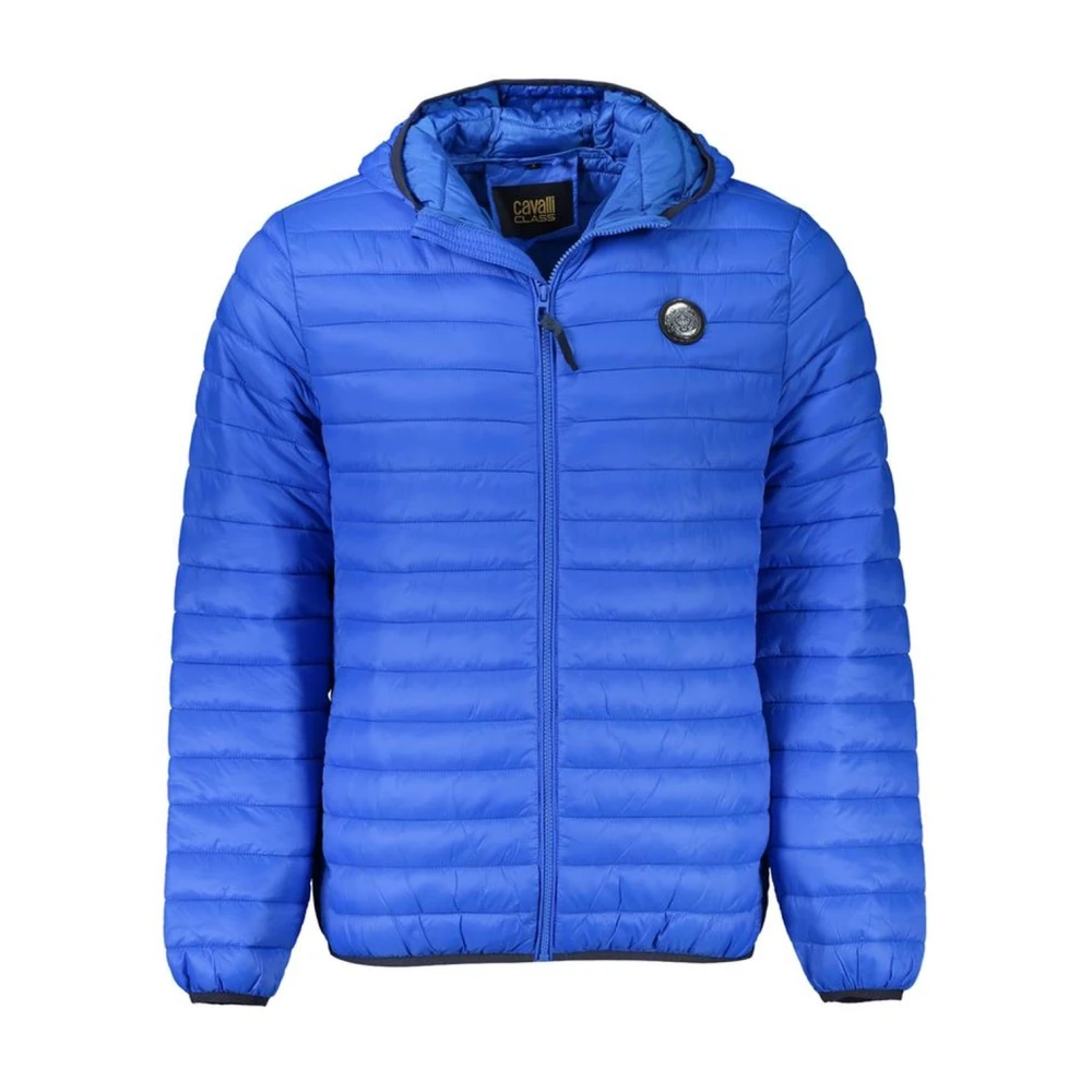 Cavalli Class Blauwe Gewatteerde Hoodie met Zakken Blue Heren