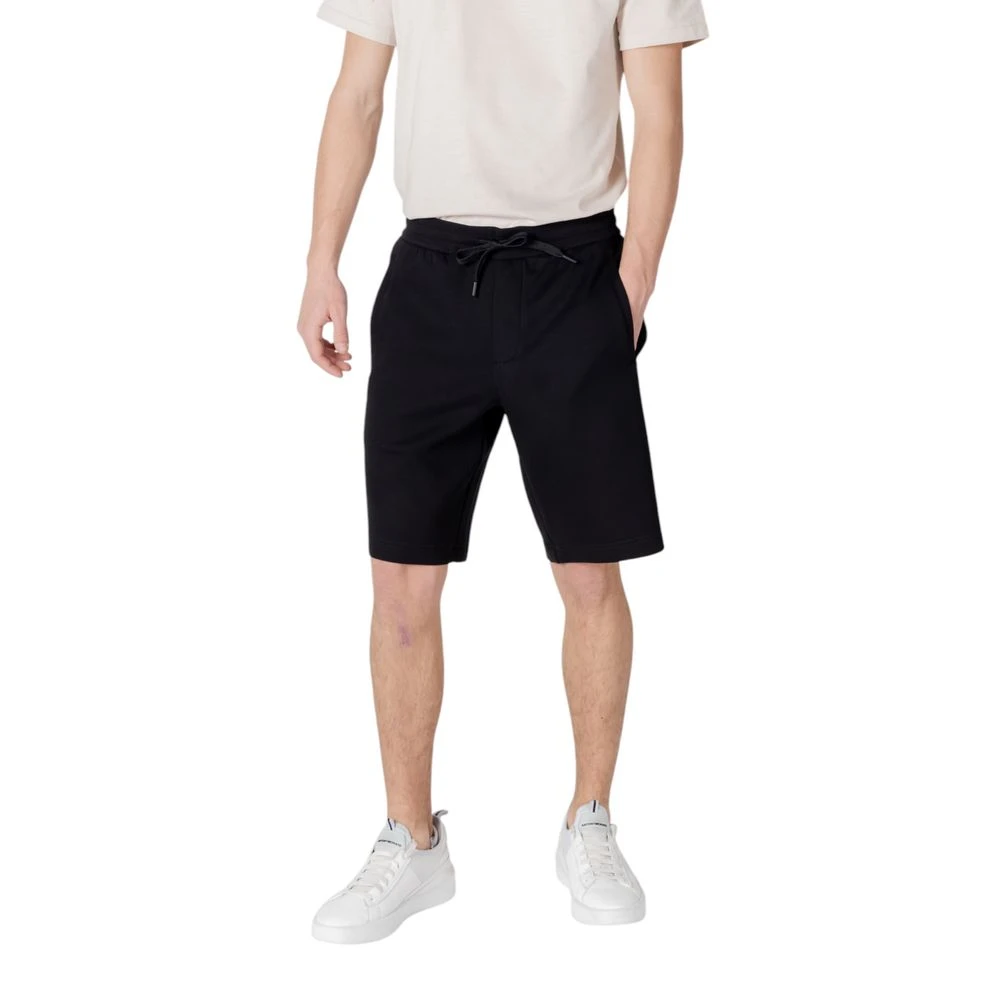 Armani Exchange Men's Black Bermuda Shorts In Bonded Stretch Cotton - Image 4