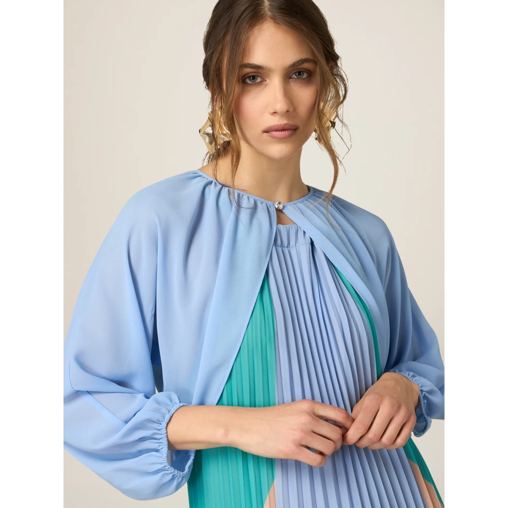 Oltre Georgette Bolero met Juweelknoopsluiting Blue Dames