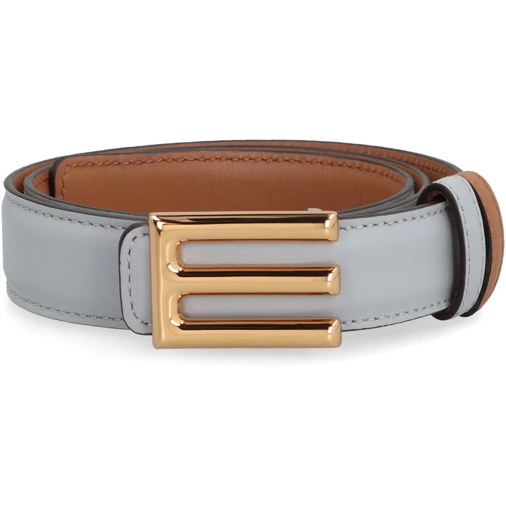 ETRO Omkeerbare leren riem met goudkleurige gesp Blue Dames