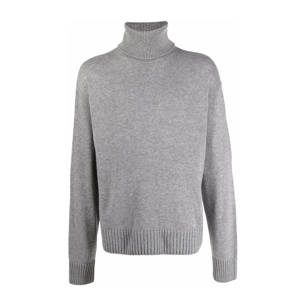 Off White Men's Gray Turtlenecks, S, Basic Knit Turtleneck Jumper