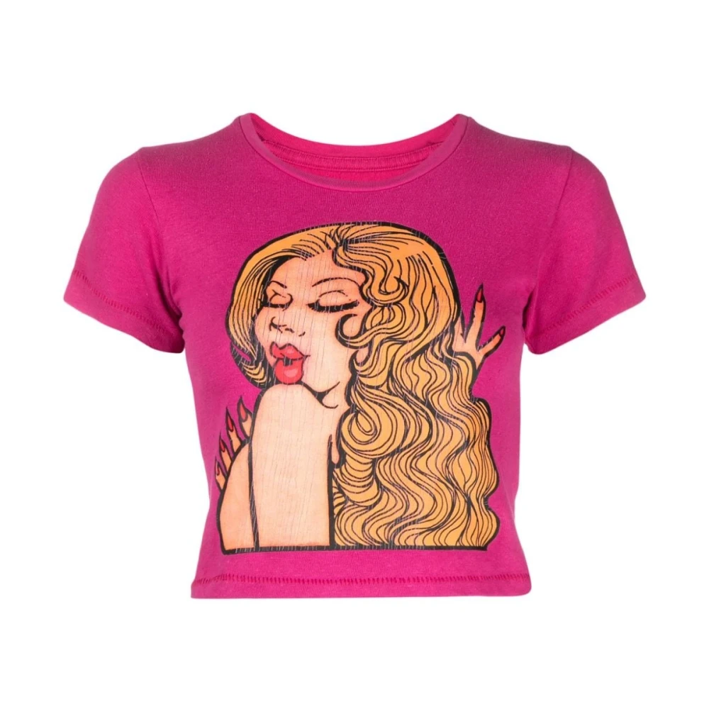 ERL Fuchsia T-shirt met korte mouwen en print op de voorkant Pink Dames