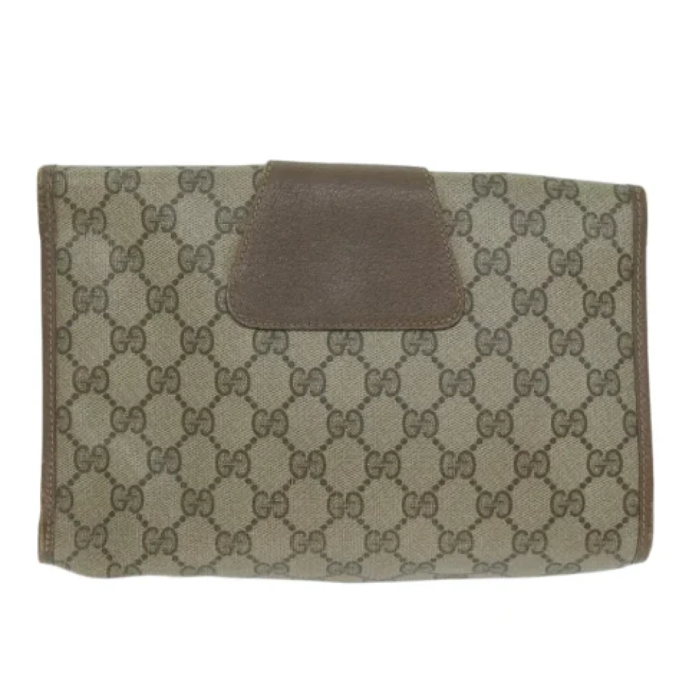 Gucci Vintage Pre-owned Leather clutches Beige Dames