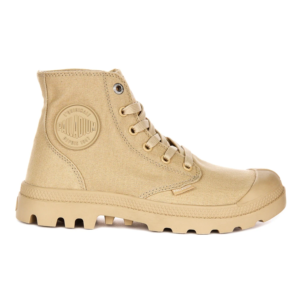 Palladium Beige Lace-Up Boots, Male, 6 Uk, Canvas Ankle Boots