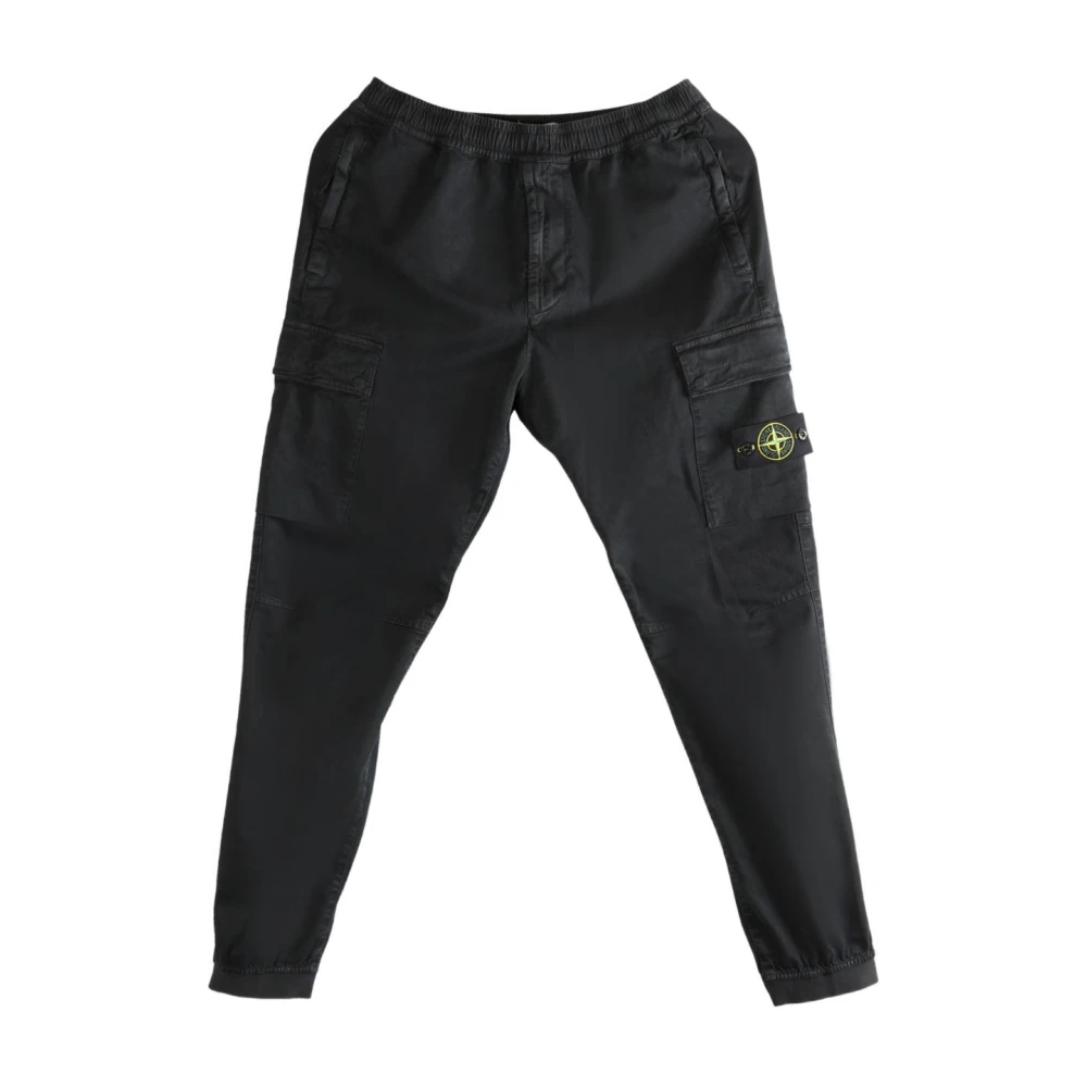 Stone Island Black Slim-Fit Trousers, Male, W30, Cargo-Pocket Trousers