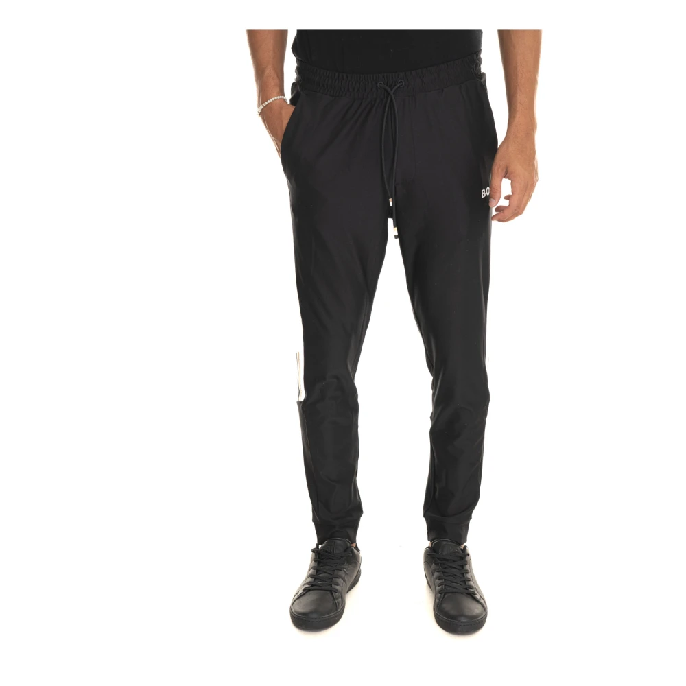 Boss Drawstring Overalls Broek met Zakken Black Heren