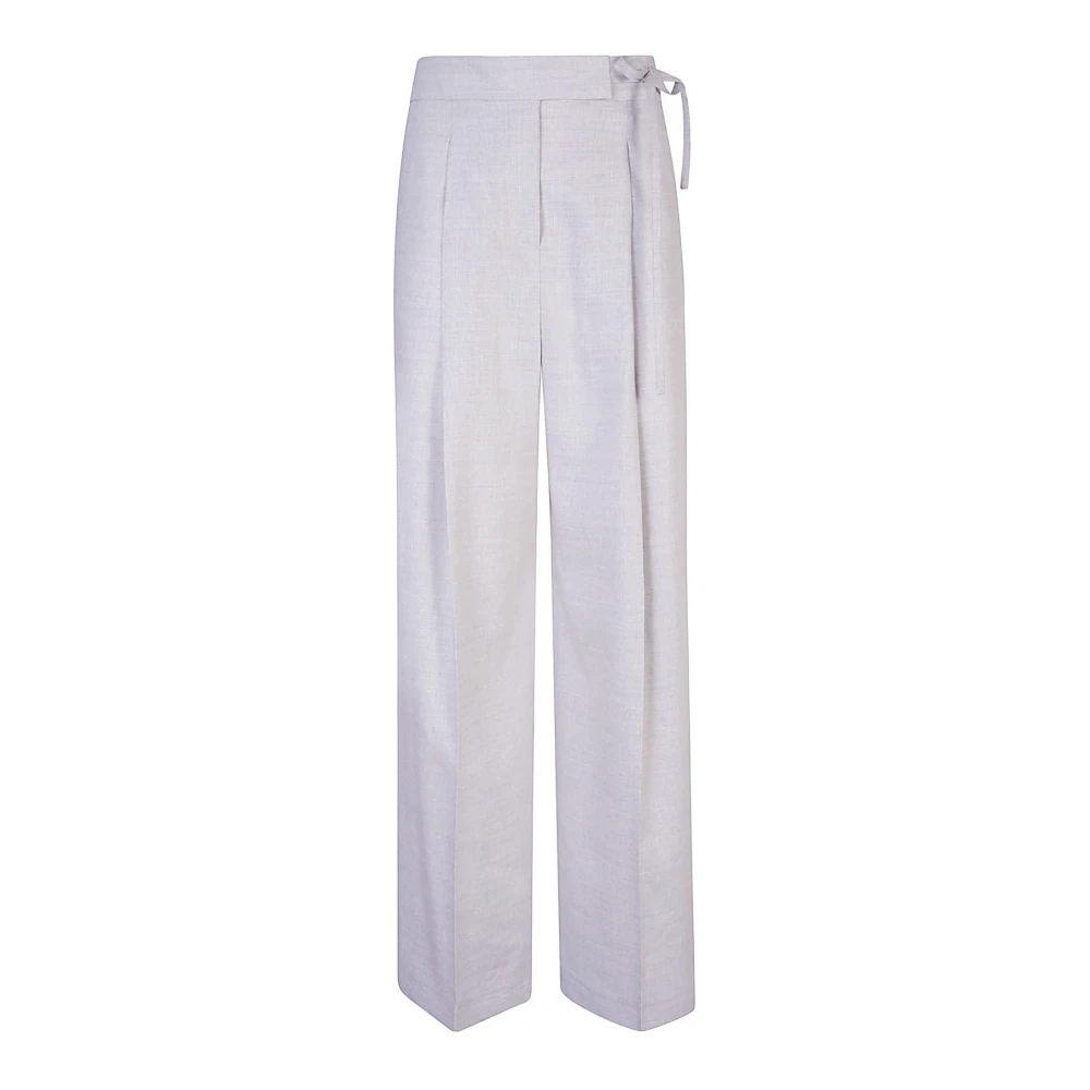 Eleventy Women's Gray High Waist Linen Wool Trousers Extra Small