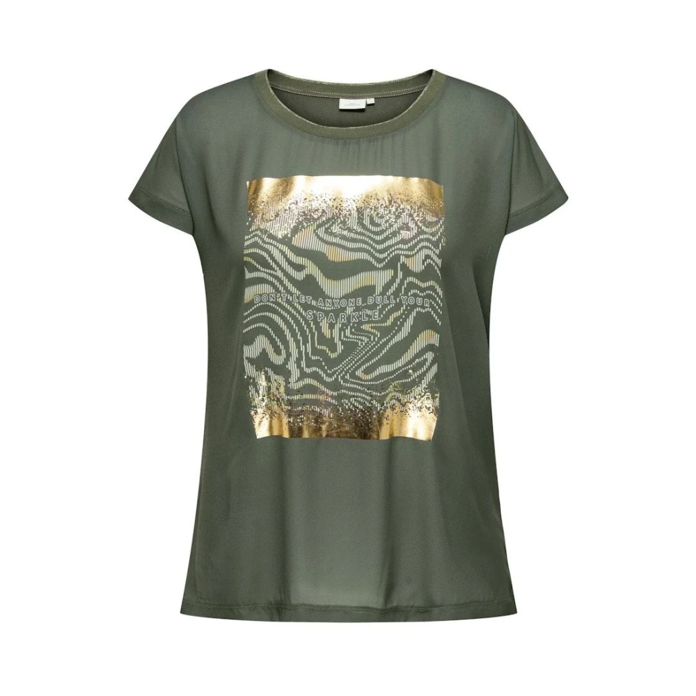 Only Carmakoma Lurex Tee met Kambaba Print Green Dames