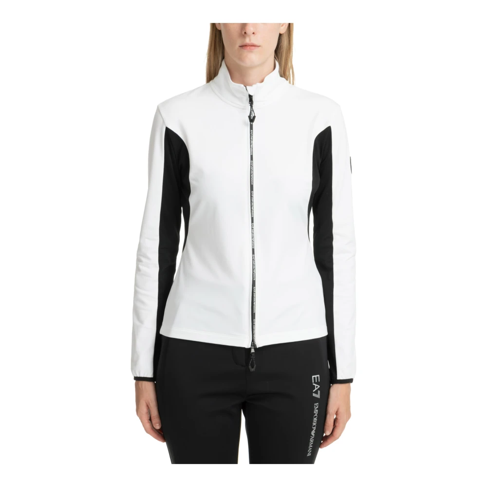 Emporio Armani EA7 Effen Logo Rits Sweater White Dames