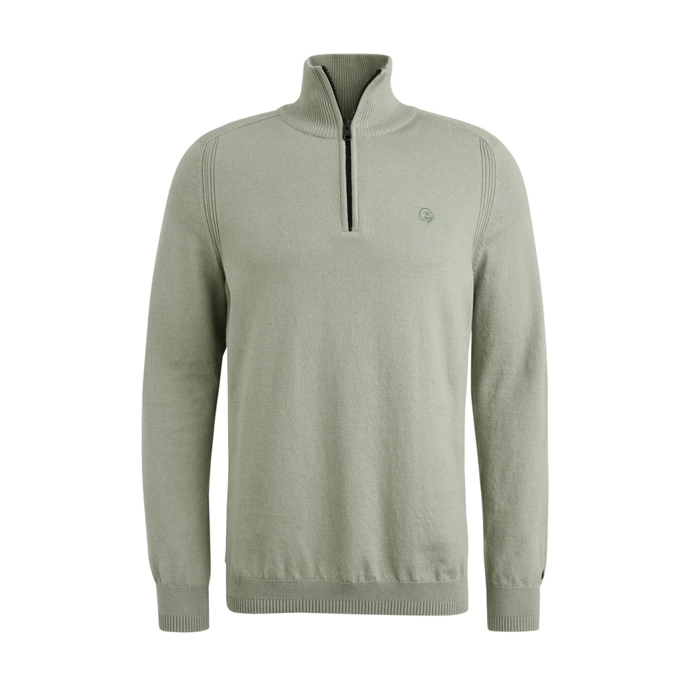 Cast Iron Half Zip Katoen Stretch Pullover Green Heren