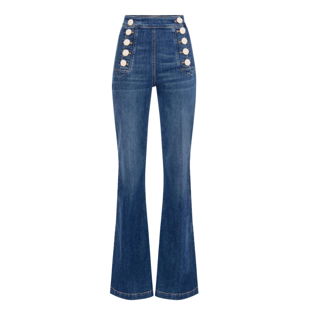 Elisabetta Franchi Vintage Blauwe Palazzo Jeans Blue Dames
