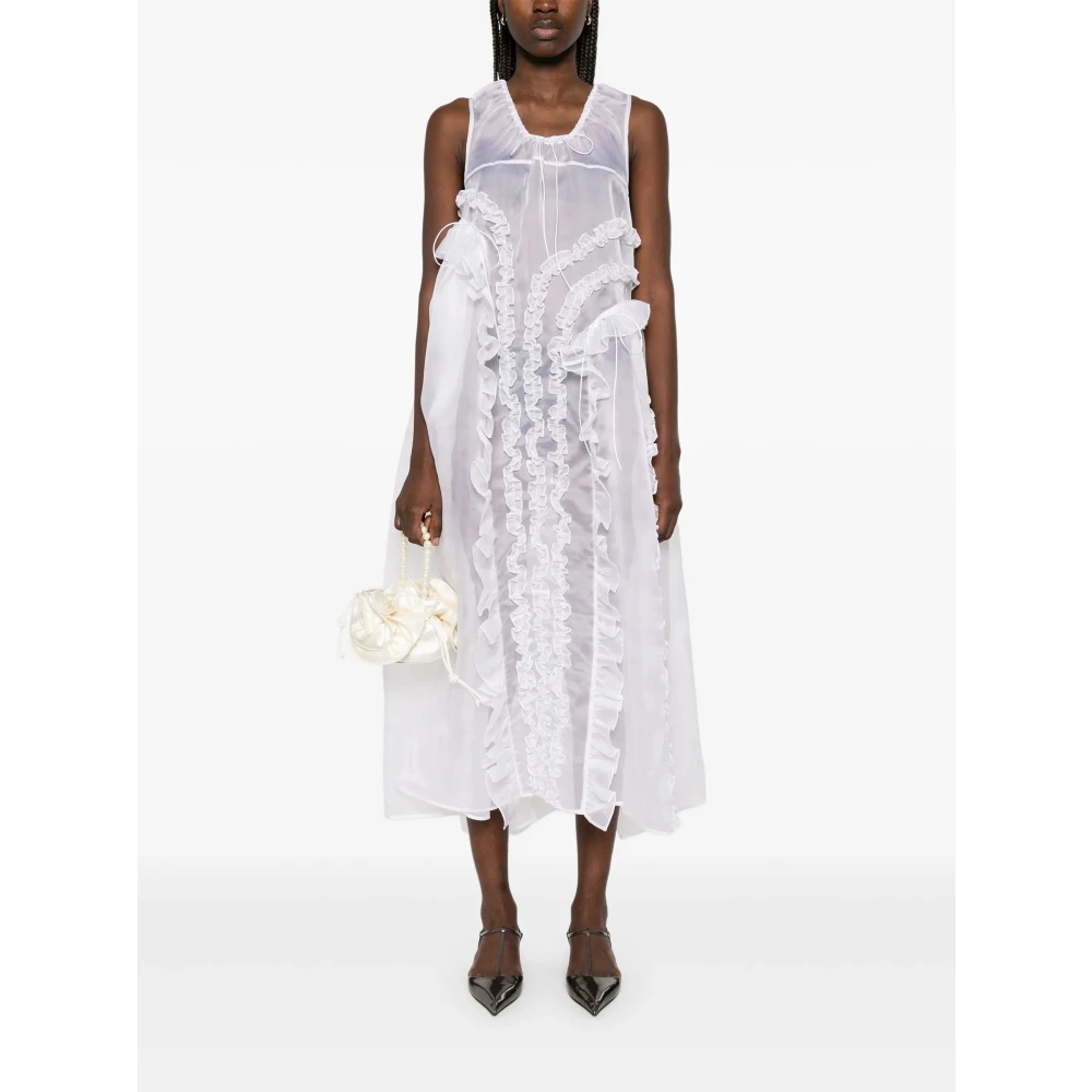 Cecilie Bahnsen Witte Voorbind Mouwloze Jurk White Dames