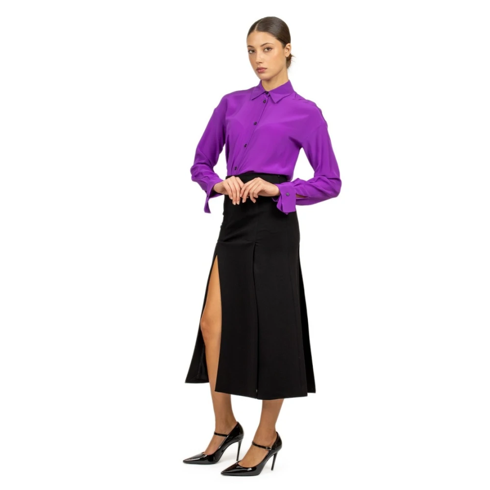 Liviana Conti Zwarte Lounguette Punto Milano Rok met Splitten Black Dames