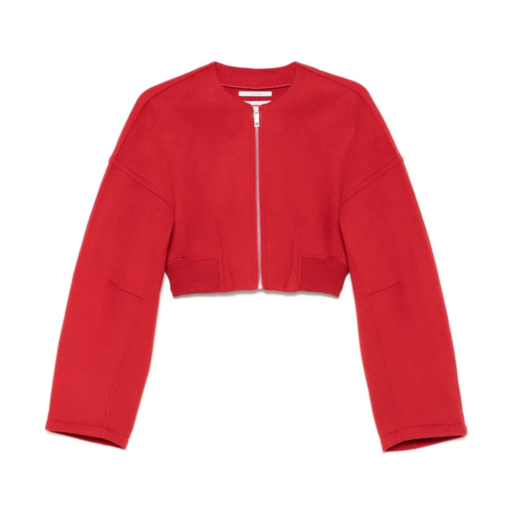 SPORTMAX Rode Drop Shoulder Crop Jas Red Dames
