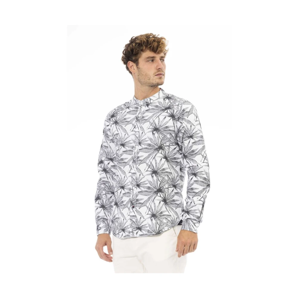 Baldinini Elegant Grijs Overhemd met Mandarijnkraag Gray Heren