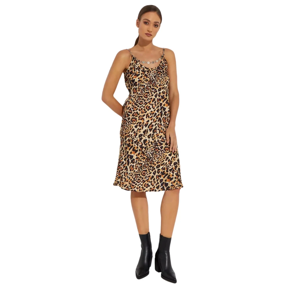 Paco Rabanne Panterprint Midi Jurk Brown Dames