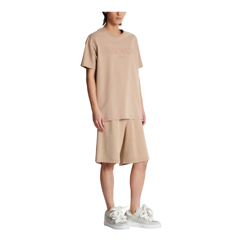 Balmain Los T-shirt met vintage borduurwerk Beige Heren
