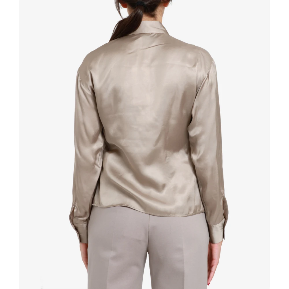 Kaos Satin Duifgrijs Overhemd Beige Dames