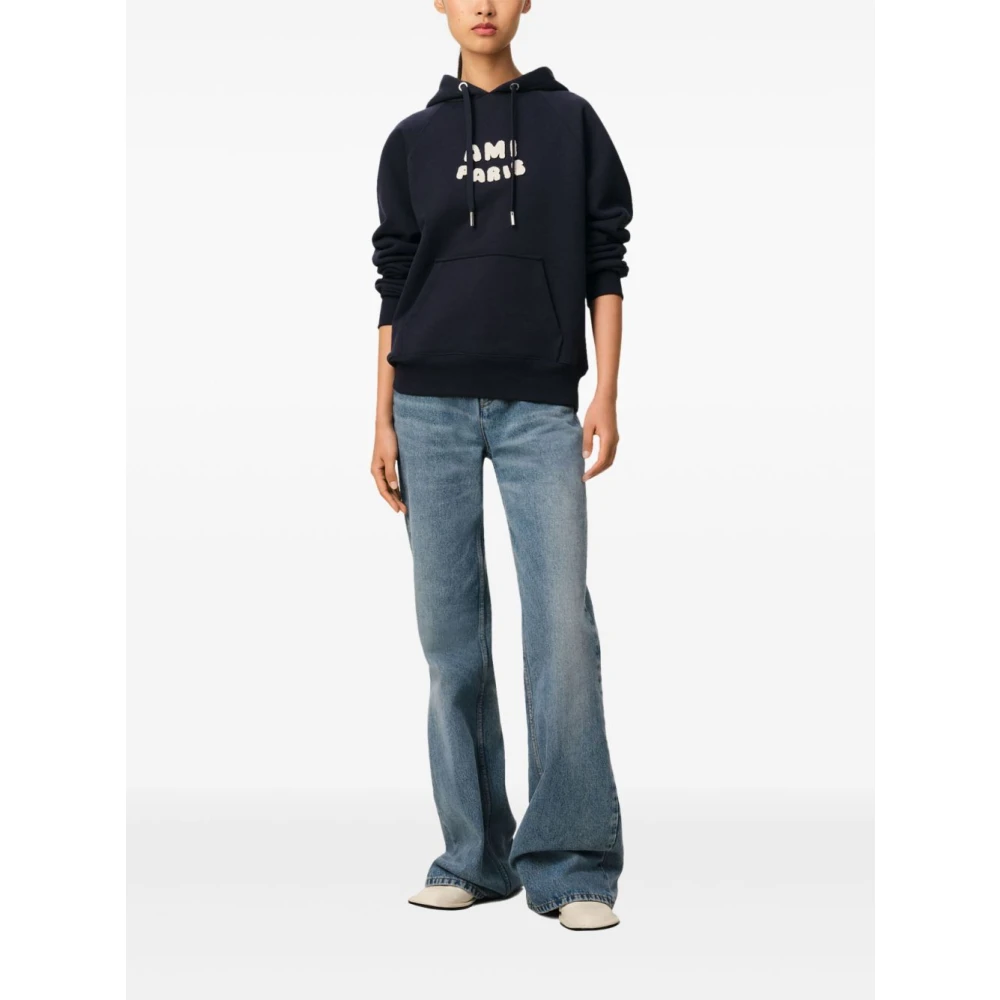 Ami Paris Blauwe trui met capuchon en zak Blue Heren