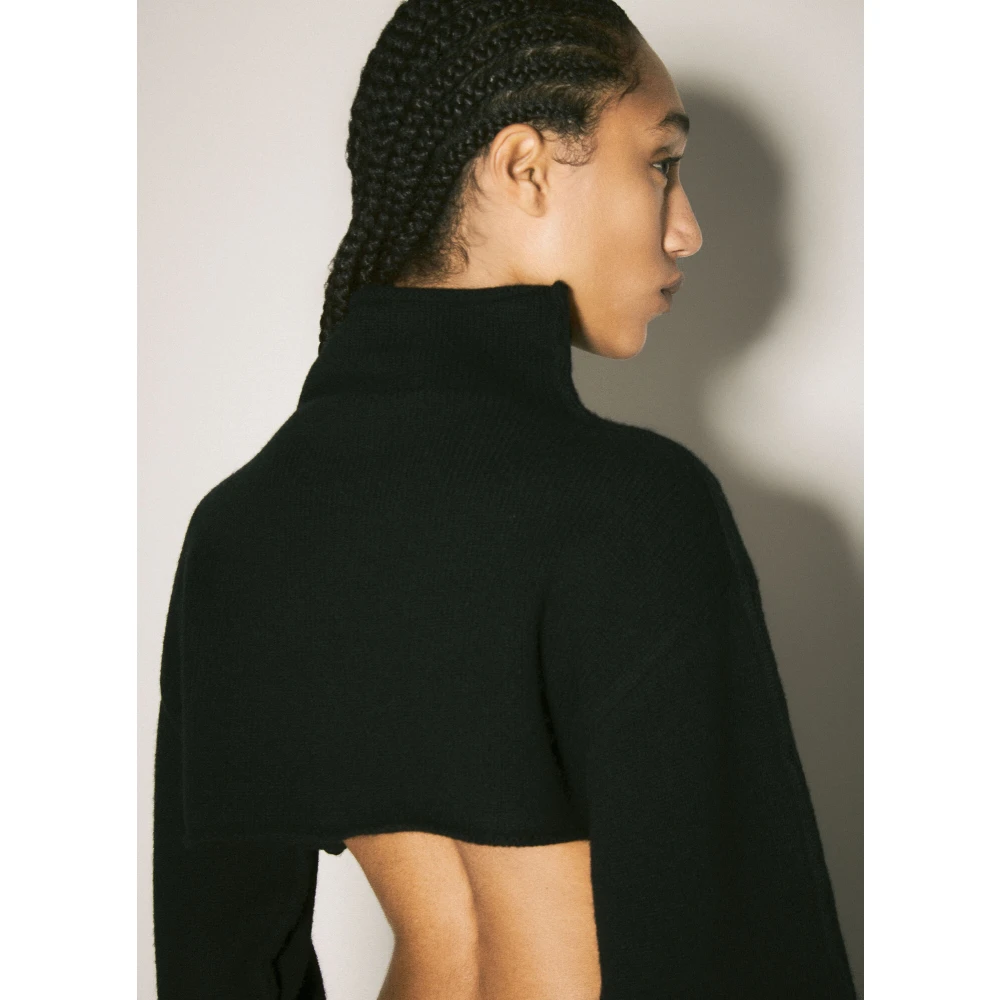 Marni Wollen Turtleneck Cropped Sweater Black Dames