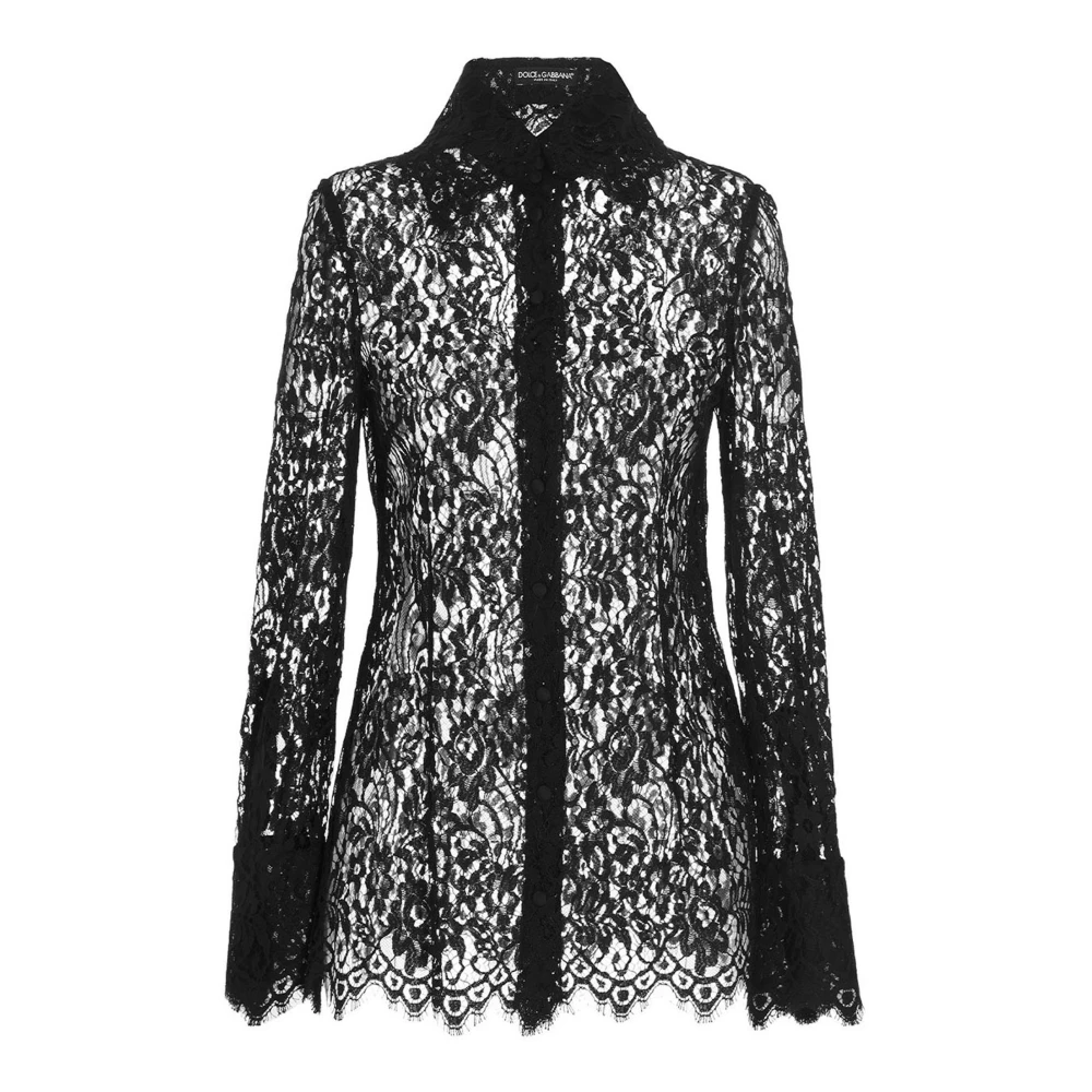 Dolce & Gabbana Black Shirts, Female, Xl, Lace Shirt