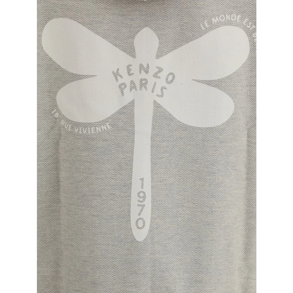 Kenzo Grijze Logo Print Hoodie Sweater Gray Heren