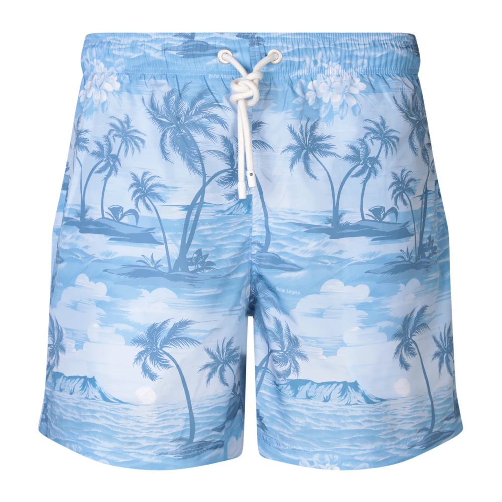 Palm Angels Strandkleding met Grafische Print voor Mannen Blue Heren