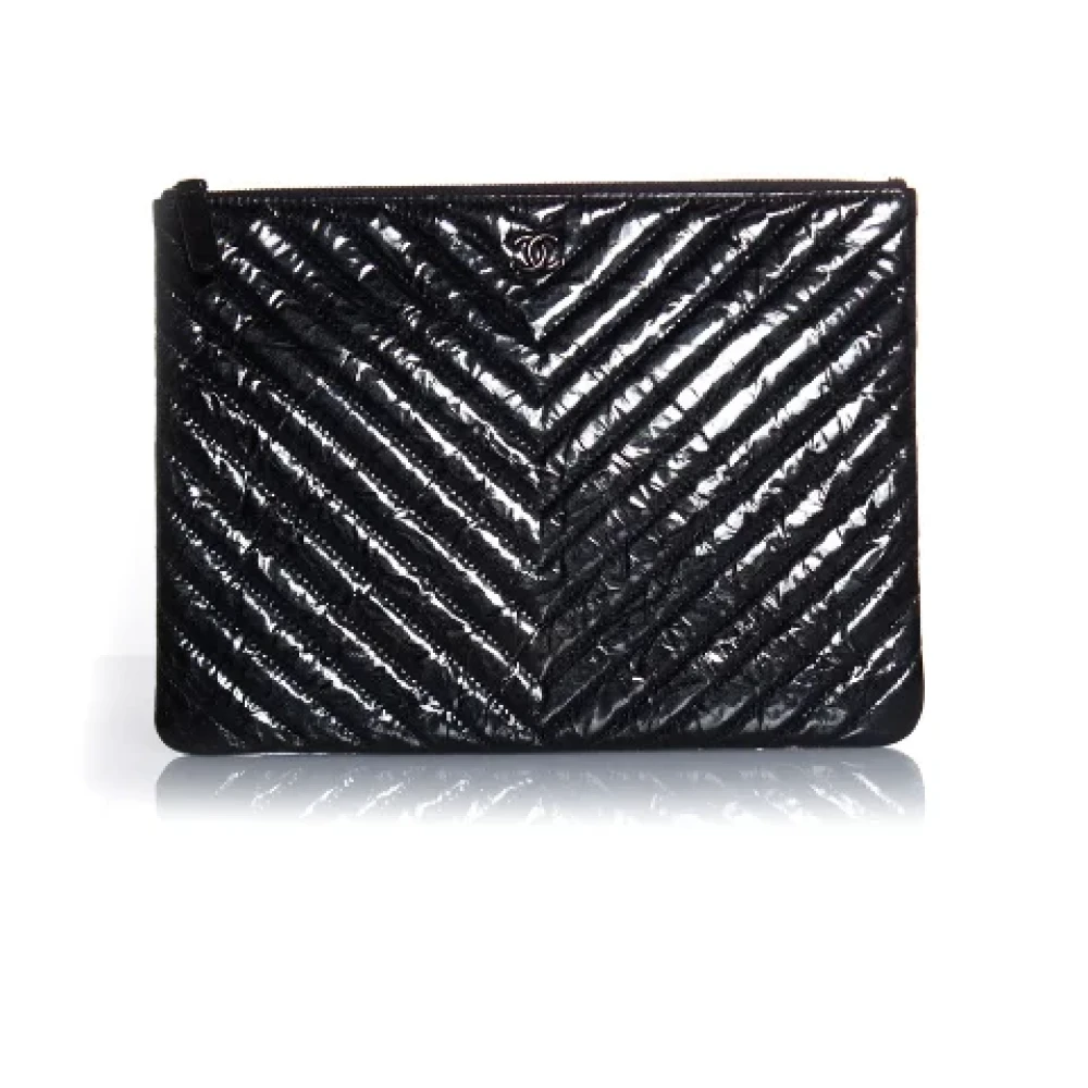 Chanel Vintage Pre-owned Leather clutches Black Dames