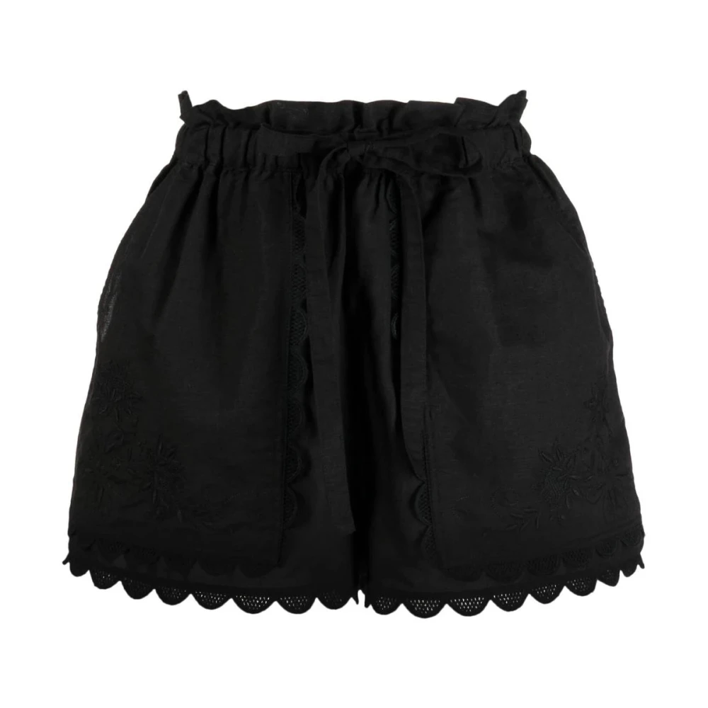 Ulla Johnson Casual Zwarte Linnen Katoenen Shorts Black Dames